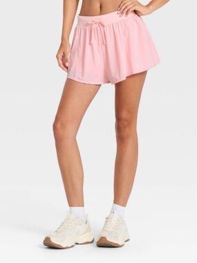 Flowy Mesh Rose Pink Shorts Skort